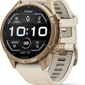 Garmin fēnix® 9 Pro, titanio dorado otoñal, 1.693 in, crema/gris niebl