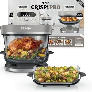 Ninja Crispi Pro - Freidora de aire de vidrio, 6 en 1, hueso, AS101LG