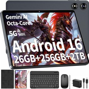 Tablet Android 16 con teclado - 26GB+256GB+2TB Expand, Gemini AI-Black