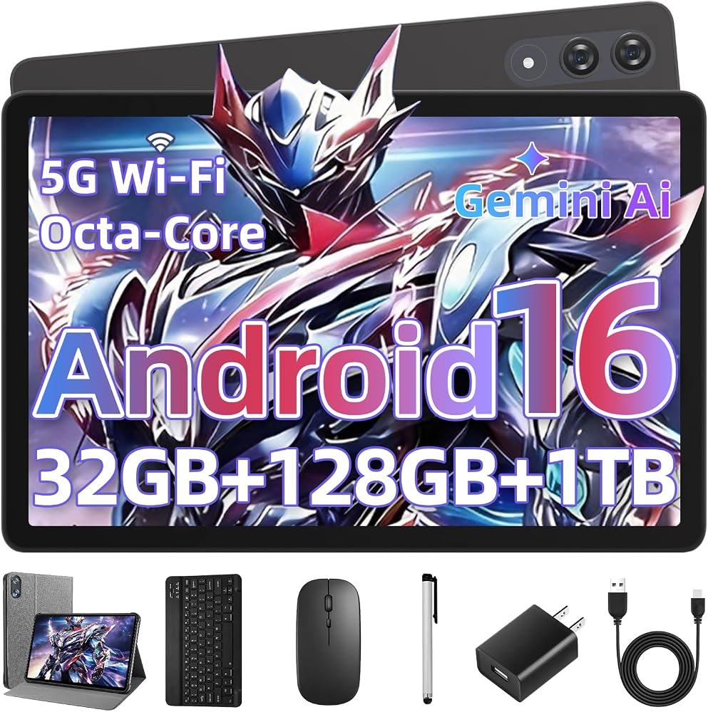 Tablet de 11 pulgadas con teclado, tableta Android 16 con procesador O