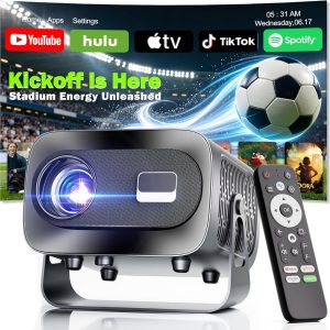 Projector with WiFi and Bluetooth, Electric Focus & Vertical Keystone,