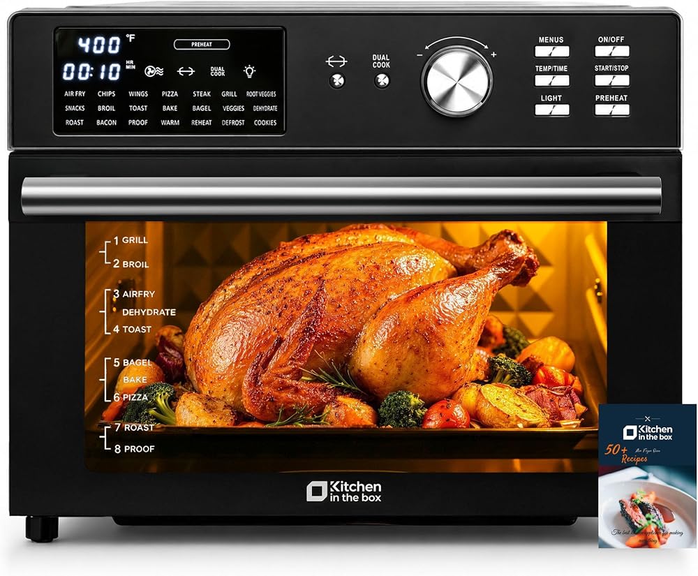 31.7Qt Large Air Fryer Toaster Oven,21 in 1 Presets,Dual Cook,6 Accs,B