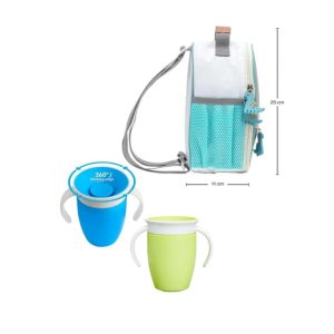 Bts Mochila Termica Dino Gris +2Vasos Miracle Azul/Verde - Image 3