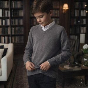 Sweater Manga Larga Diseño Clásico Cuello En V Escolar Niño Palmer - Image 3