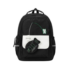 Mochila De Gato Pescando Negro