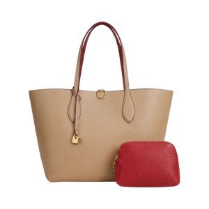 Cartera Tote Combinado Doble Faz Bolsa Neceser Nude / Rojo Mujer Fiore