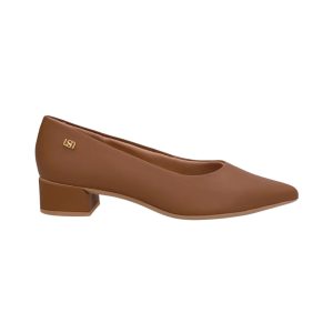 Stiletto Cuero Taco Cuadrado 5 Centimetros Punta Fina Marron Mujer Usa