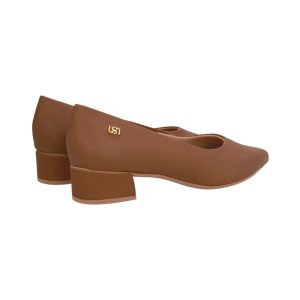 Stiletto Cuero Taco Cuadrado 5 Centimetros Punta Fina Marron Mujer Usa - Image 3