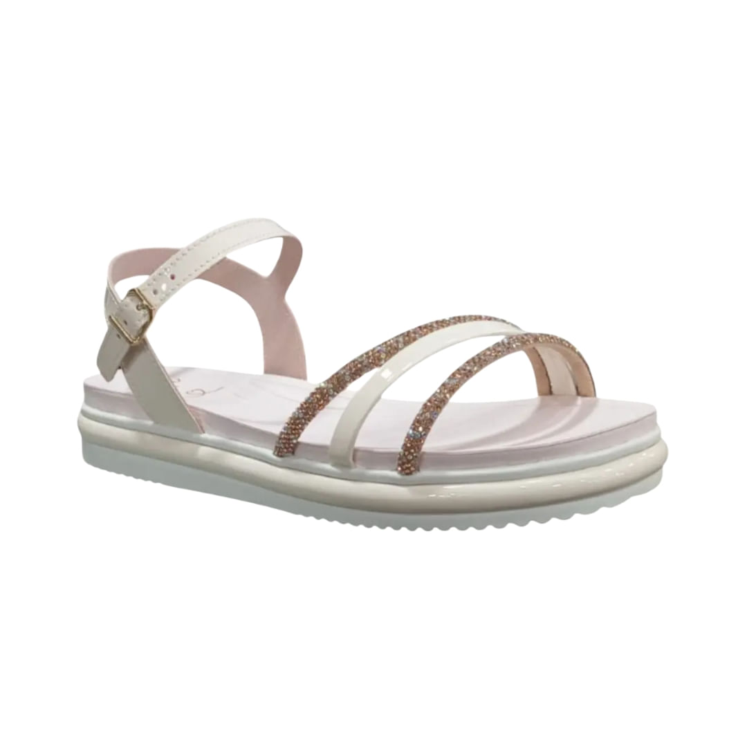 Sandalia Con Tiras Brillantes Marfil Niña Mini Suacia