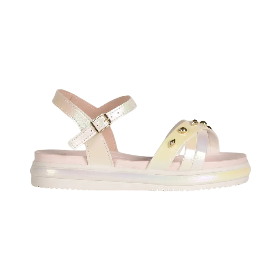 Sandalia Con Tiras Y Tachas Blanco / Rosa Niña Mini Suacia