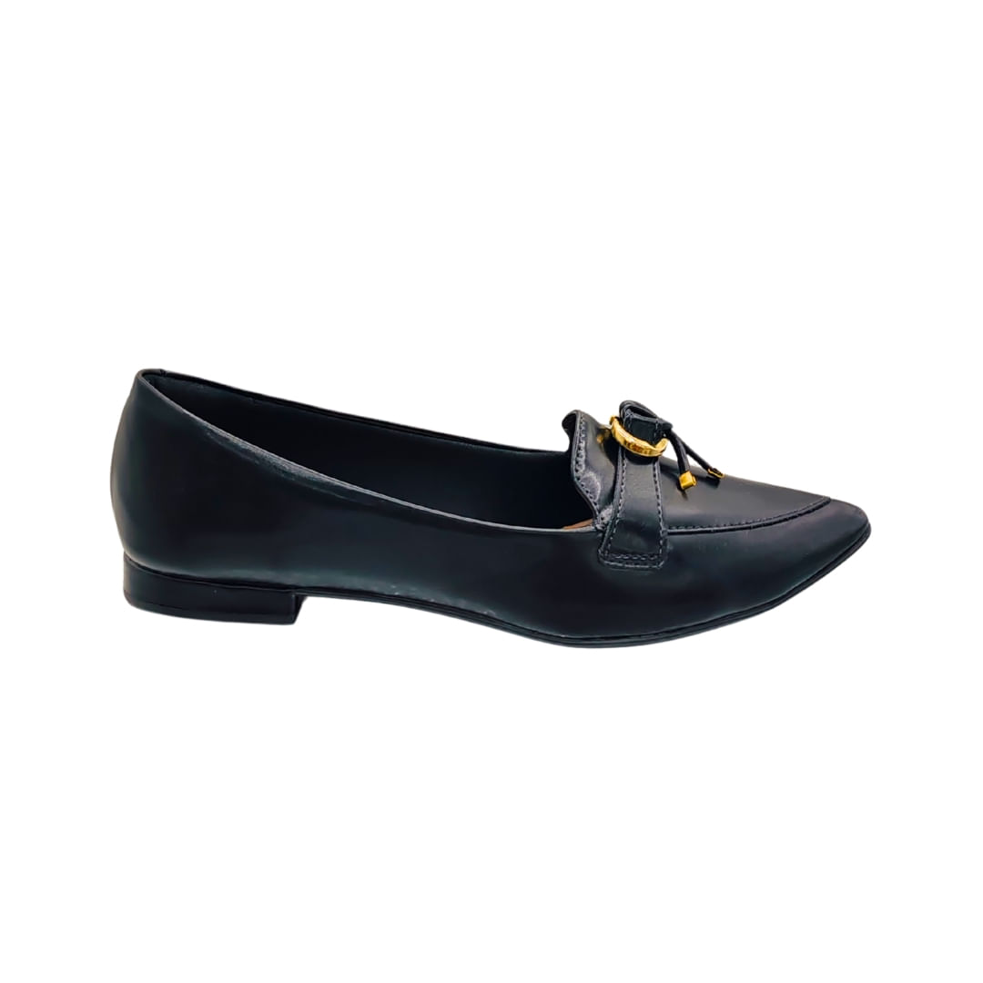 Chatita Con Detalle Hebilla Dorada Negro Mujer Tiare