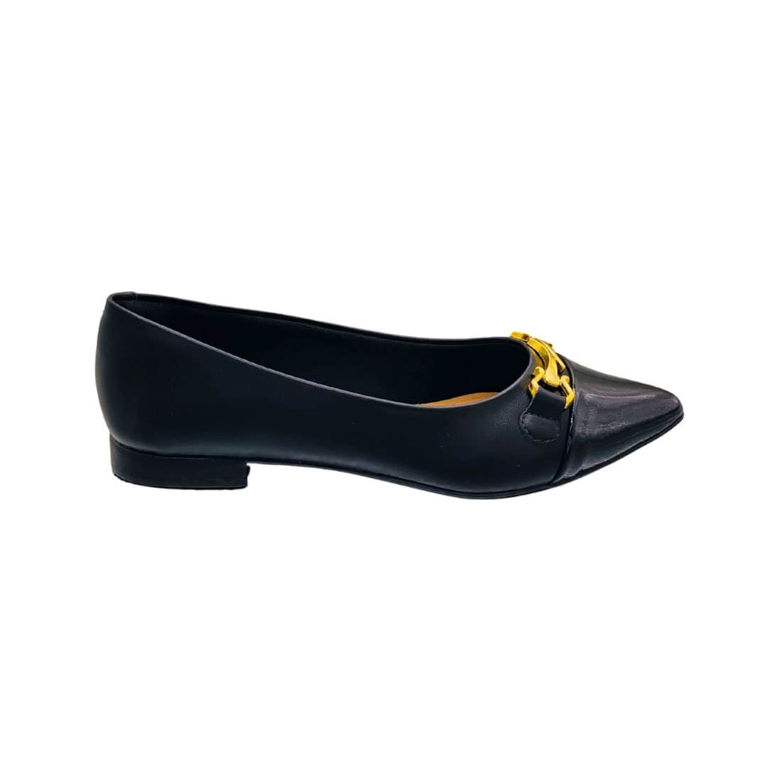 Chatita Con Detalle Hebilla Dorada Negro Mujer Tiare