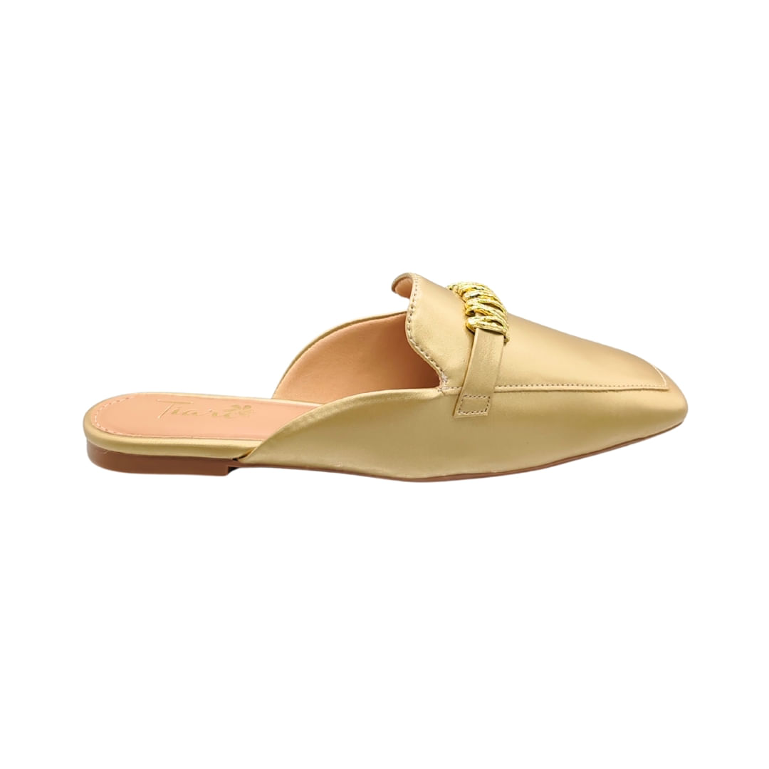 Mocasín Con Hebilla Dorada Dorado Mujer Tiare