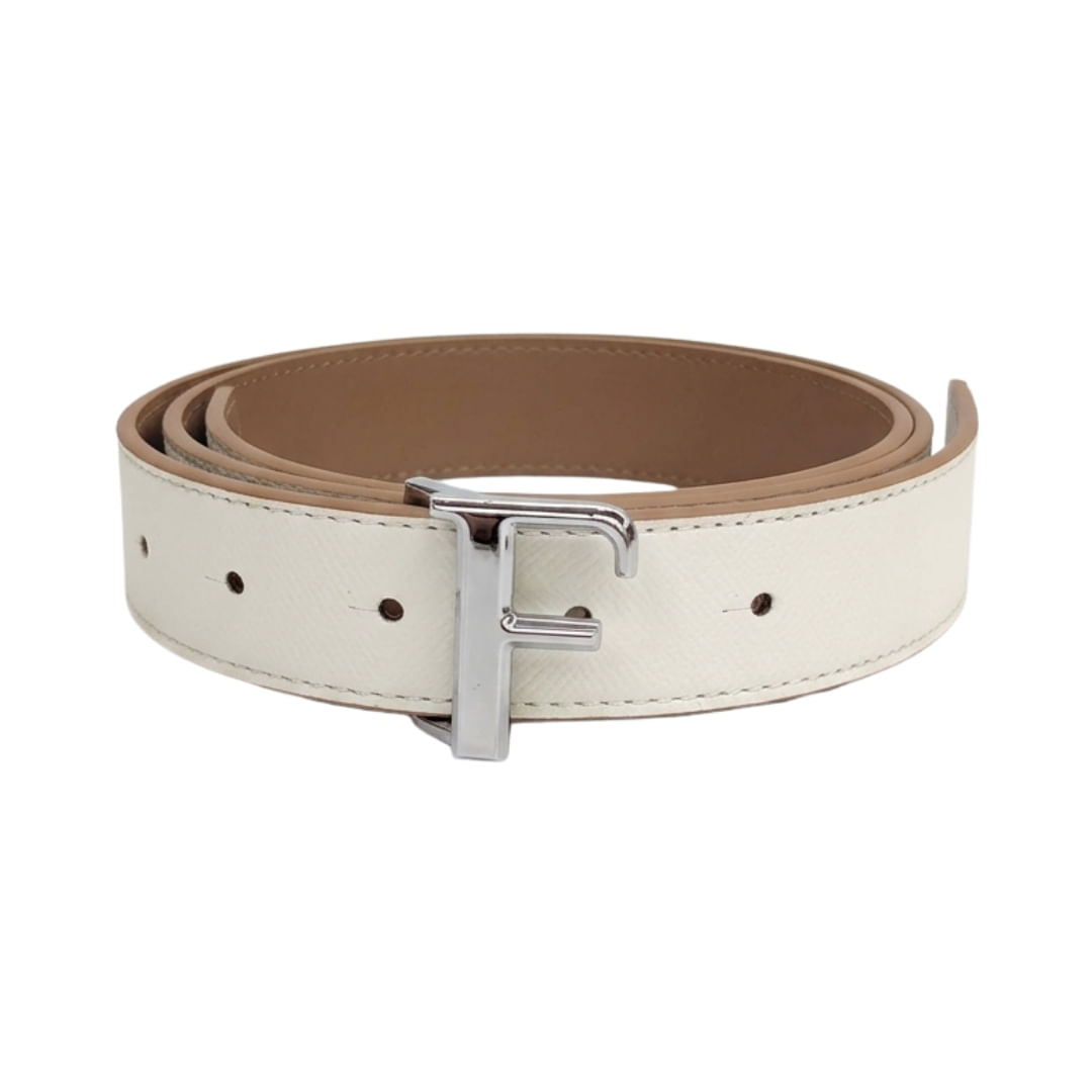 Cinto Grueso Doble Faz White Y Camel Fiore