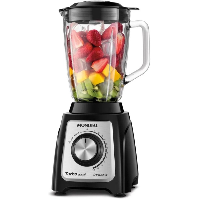 Licuadora Mondial Glass Inox 2.2L Jarra De Vidrio 12 Velocidades Turbo