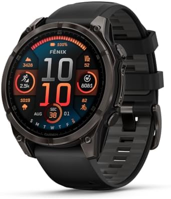 Garmin fēnix® 8, Zafiro, 1.850 in, DLC Titanio, Negro/Gris Guijarro - Image 2