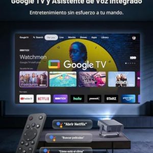 Proyector inteligente 4K [incluido con Google TV Stick] con WiFi y Blu - Image 3