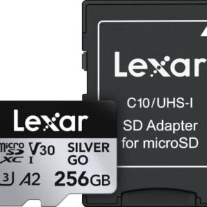Alternative view of Lexar Tarjeta Micro SD de plata de 256 GB, lectura de 250 MB/s, 4K, V3