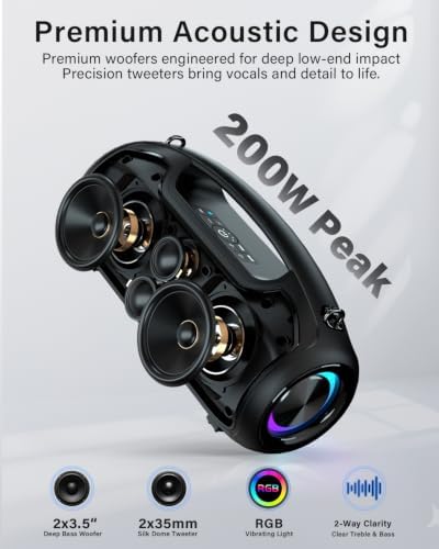 Altavoz Bluetooth, altavoces portátiles de pico de 200 W - Image 3