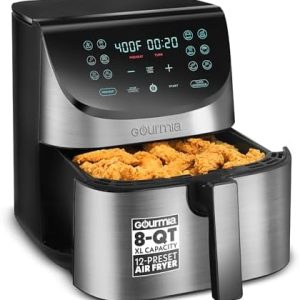 Alternative view of Gourmia Air Fryer - 8 Qt Basket Capacity, 12 Presets, Stainless Steel