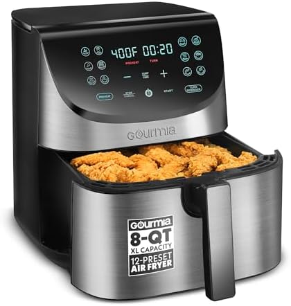 Gourmia Air Fryer - 8 Qt Basket Capacity, 12 Presets, Stainless Steel - Image 2