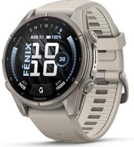 Alternative view of Garmin fēnix® 9, titanio, 1.693 in, gris niebla