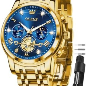 Alternative view of OLEVS Watches for Men Dress Chronograph Luxury Stainless Steel Big Fac