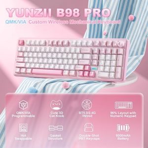 YUNZII Teclado mecánico inalámbrico B98 PRO 96% (rosa, interruptor de - Image 3