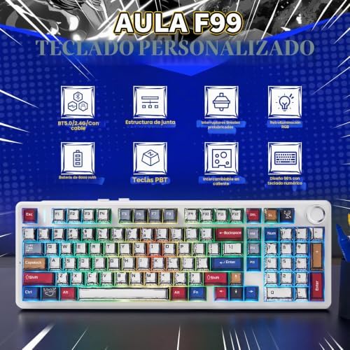 Teclado mecánico Aula F99 Pro, teclados inalámbricos para juegos RGB - Image 3