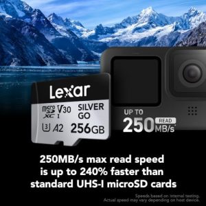 Lexar Tarjeta Micro SD de plata de 256 GB, lectura de 250 MB/s, 4K, V3 - Image 3