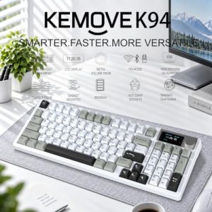 KEMOVE Teclado mecánico para juegos K94 Tri-Mode con pantalla y perill - Image 3