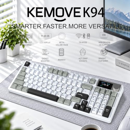 KEMOVE Teclado mecánico para juegos K94 Tri-Mode con pantalla y perill - Image 3