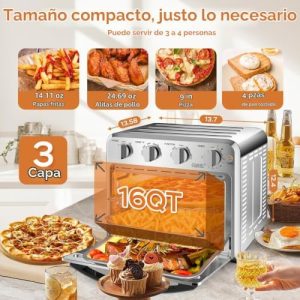 Geek Chef Combo de horno tostador y freidora de aire, horno tostador 5 - Image 3