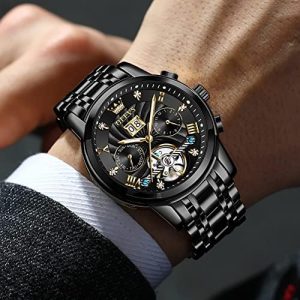 OLEVS Automatic Gold Watches for Men Luxury Classic Stainless Steel - Image 3