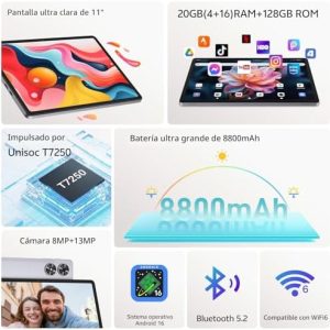 Tablet de 11 pulgadas, tableta Android 16 con teclado, mouse y lápiz - Image 3