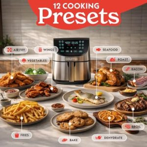 Gourmia Air Fryer - 8 Qt Basket Capacity, 12 Presets, Stainless Steel - Image 3