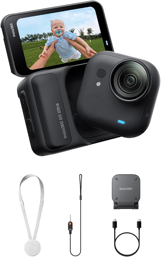 Insta360 GO Ultra Black - Cámara de vlogging manos libres 4K