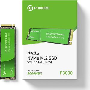 PHIXERO P3000 SSD NVMe de 512 GB, PCIe Gen3x4, M.2 2280 NVMe, velocida