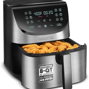 Gourmia Air Fryer - 8 Qt Basket Capacity, 12 Presets, Stainless Steel