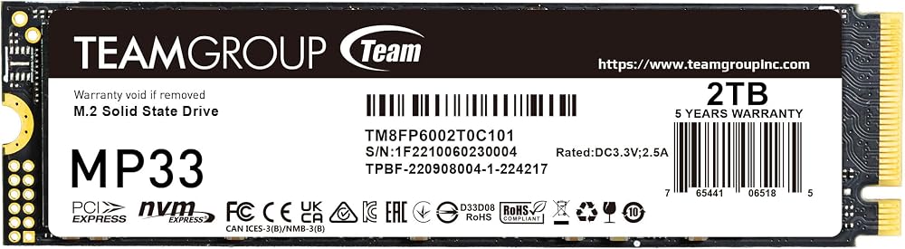 TEAMGROUP TM8FP6002T0C101 - Unidad de estado sólido SSD interna MP33 d