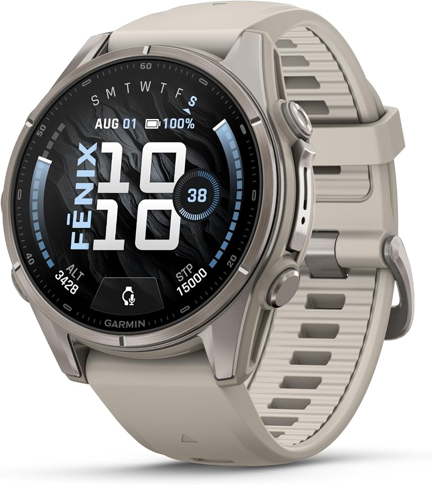 Garmin fēnix® 9, titanio, 1.693 in, gris niebla