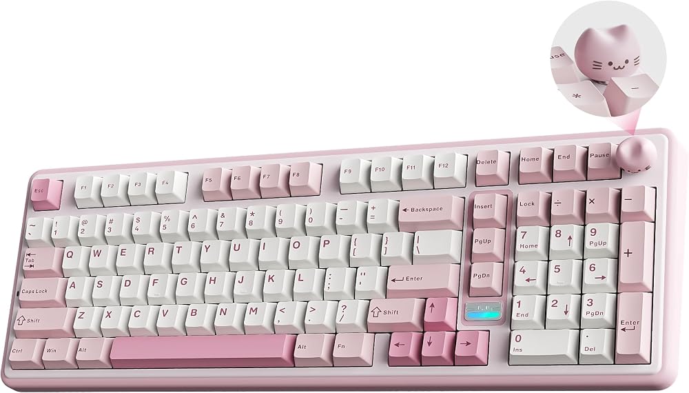 YUNZII Teclado mecánico inalámbrico B98 PRO 96% (rosa, interruptor de