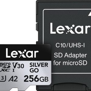 Lexar Tarjeta Micro SD de plata de 256 GB, lectura de 250 MB/s, 4K, V3