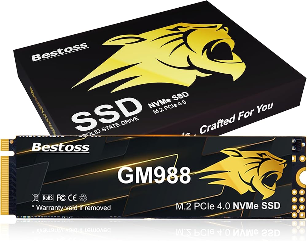 Bestoss M.2 2280 NVMe SSD 512GB PCIe 4.0, hasta 7350MB/s, caché TLC SL