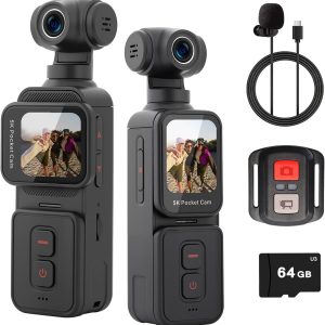 Cámara de bolsillo Vlogging 5K con lente giratoria remota