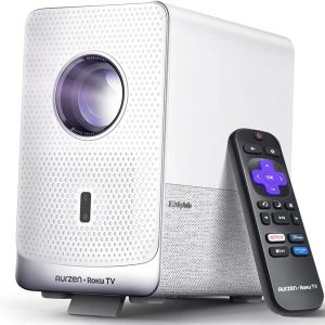 Aurzen Roku TV D1R Cube - Proyector inteligente para exteriores con Wi