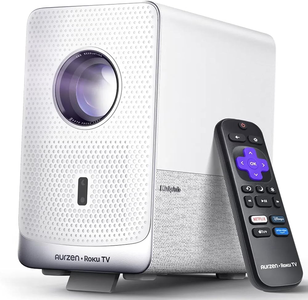 Aurzen Roku TV D1R Cube - Proyector inteligente para exteriores con Wi