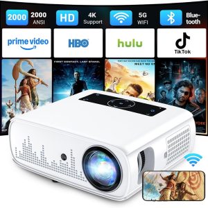 NICPOW Proyector de 2000 lúmenes ANSI con Wifi y Bluetooth