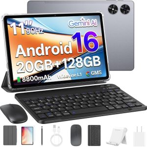 Tablet de 11 pulgadas, tableta Android 16 con teclado, mouse y lápiz