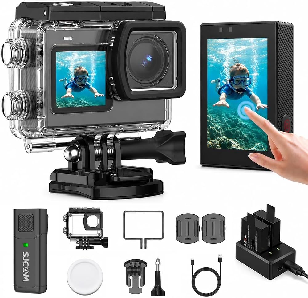 SJCAM Cámara de acción SJ6 Ultra 4K con micrófono inalámbrico M4, pant